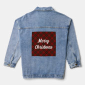 Rode tartan Merry Christmas feestdagen Aangepaste  Denim Jacket (Achterkant)