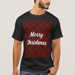 Rode tartan Merry Christmas feestdagen Aangepaste  T-shirt