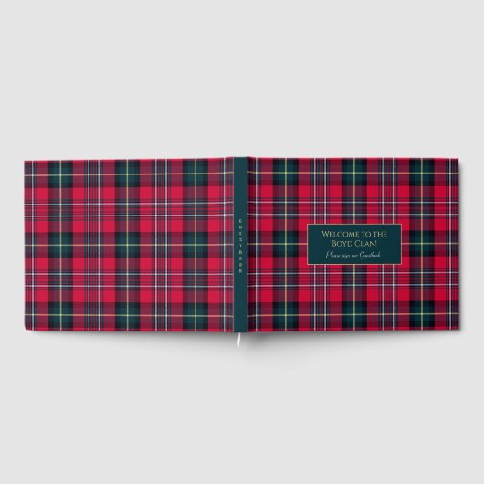 Rode Tartan met aanpasbare tekst Gastenboek (Volledig)