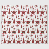 Rode Tartan Mode Kerstman Patroon Cadeaupapier (Vlak)