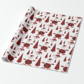 Rode Tartan Mode Kerstman Patroon Cadeaupapier (Uitgerold)