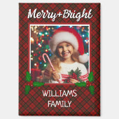 Rode tartan plaid Custom foto kerst Magneet (Voorkant)