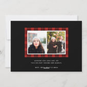 Rode Tartan Plaid Dubbelzijdige Foto Feestdagenkaart (Achterkant)