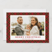  Rode Tartan Plaid Foto Kerst Feestdagenkaart (Voorkant)