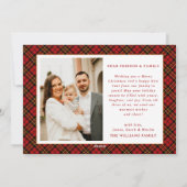  Rode Tartan Plaid Foto Kerst Feestdagenkaart (Achterkant)