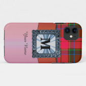 Rode tartan plaid gepersonaliseerd monogram Case-Mate iPhone case (Achterkant (horizontaal))