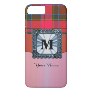 Rode tartan plaid gepersonaliseerd monogram Case-Mate iPhone case