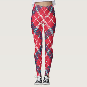 Rode Tartan Plaid Leggings – trendy geblokte broek