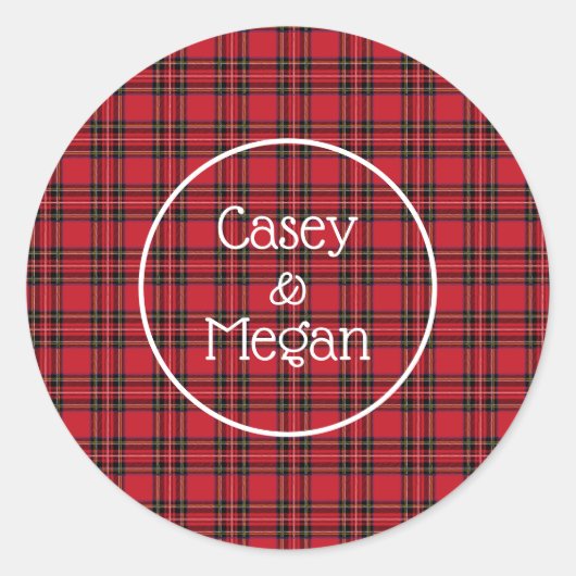 Rode Tartan Plaid Sticker (Voorkant)