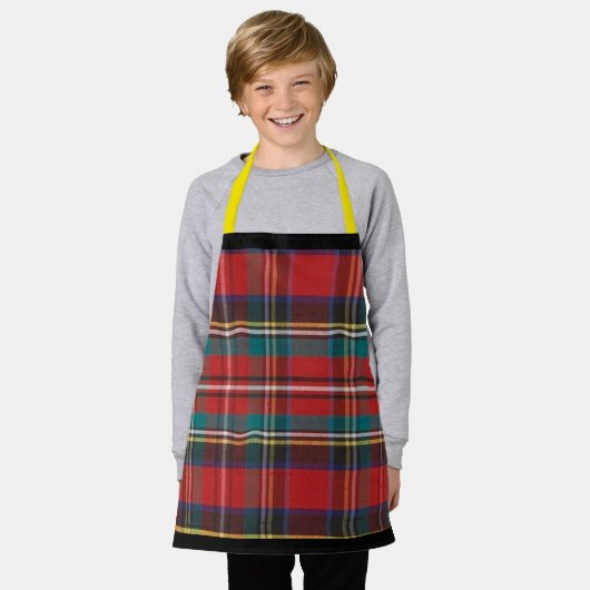 Rode Tartan Plaid Stripe Kinderen Schort (Gedragen)