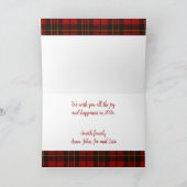Rode tartan plaid Uw foto Kerstmis groet Feestdagen Kaart (Binnen)