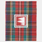 Rode Tartan Plaid & Witte Pine Tree Silhouet Fleece Deken (Voorkant)