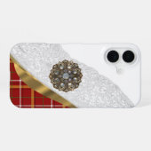 Rode tartan ruit en kant iPhone 16 hoesje (Achterkant horizontaal)