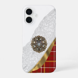 Rode tartan ruit en kant iPhone 16 hoesje