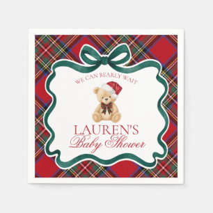 Rode Tartan Schotse Kerst Beer Baby Shower Servet