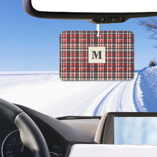 Rode Tartan Schotse Plaid Stijlvolle Monogram Wint Luchtverfrisser