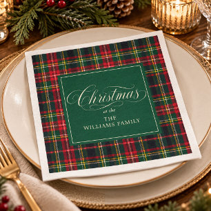 Rode Tartan Schotse Ruit Bosgroene Kerst Familie Servet
