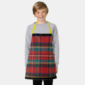 Rode Tartan Schotse Streep Kinder Schort (Gedragen)