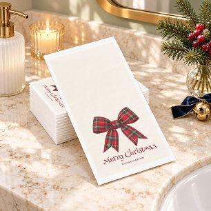 Rode Tartan Strik Kerstmis Servet