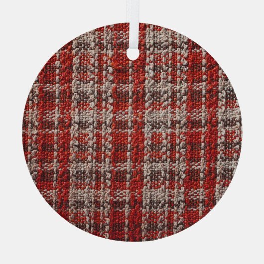 Rode tartanstof: getextureerde achtergrond glas ornament (Achterkant)