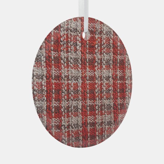 Rode tartanstof: getextureerde achtergrond glas ornament (Voorkant Rechts)