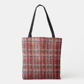 Rode tartanstof: getextureerde achtergrond tote bag (Achterkant)