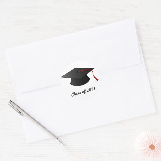 Rode Tassel Afstuderen Sticker (Envelop)