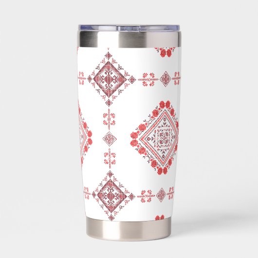 Rode Tatreez Thobe Jurk Geïsoleerde Drinkbeker (Achterkant)