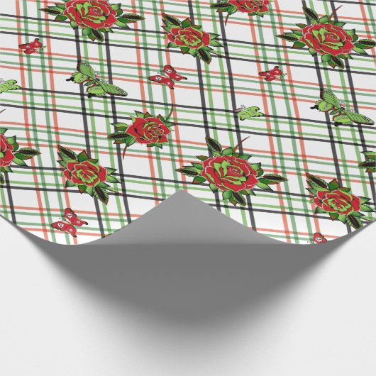 Rode Tattoos Rozen Cadeaupapier (Hoek)