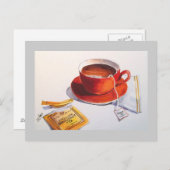 Rode Teacup met Teabag Briefkaart (Voorkant / Achterkant)