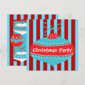 Rode Teal Blauwe Retro Kerstfeest Kaart (Voorkant / Achterkant)