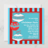 Rode Teal Blauwe Retro Kerstfeest Kaart (Achterkant)