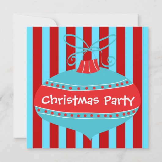 Rode Teal Blauwe Retro Kerstfeest Kaart (Voorkant)
