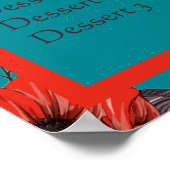 Rode Teal Bloemencafé Restaurantmenu Poster (Hoek)