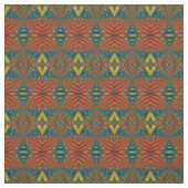 Rode Teal Gele Moderne Etnische Textiel Stamprint Stof (Swatch)