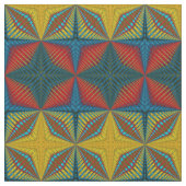 Rode Teal Gele Moderne Etnische Textiel Stamprint Stof (Close Up)