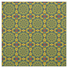 Rode Teal Gele Moderne Etnische Textiel Stamprint Stof