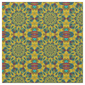 Rode Teal Gele Moderne Etnische Textiel Stamprint Stof (Close Up)