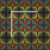 Rode Teal Gele Moderne Etnische Textiel Stamprint Stof (Delen)