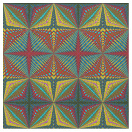 Rode Teal Gele Moderne Etnische Textiel Stamprint Stof