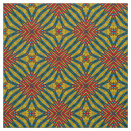 Rode Teal Gele Moderne Etnische Textiel Stamprint Stof