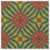 Rode Teal Gele Moderne Etnische Textiel Stamprint Stof (Close Up)