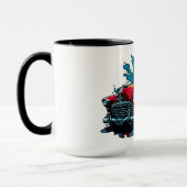 Rode & Teal Vintage Paint Splat Auto Mok (Links)