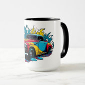 Rode & Teal Vintage Paint Splat Auto Mok (Voorkant rechts)