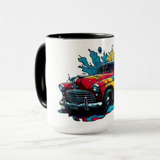 Rode & Teal Vintage Paint Splat Auto Mok