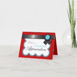 Rode & Teal, Zwarte Lint Elegante Bedankkaarten Bedankkaart