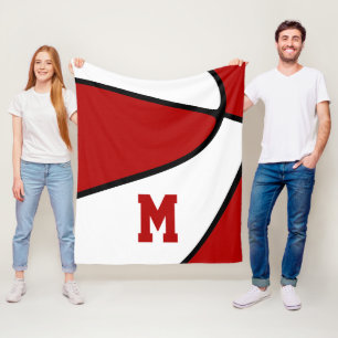 Rode team kleuren jongens meisjes basketbal decor fleece deken