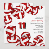 Rode Team Kleuren Volleyballen Kinderen Verjaardag Kaart (Voorkant / Achterkant)