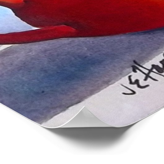 Rode Teapot en Teacups Poster (Hoek)