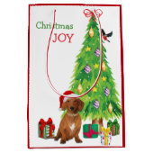 Rode teckel Hond Kerstman Hoed en kerstboom Medium Cadeauzakje